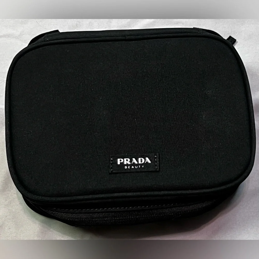 Prada Black Nylon Cosmetic Pouch Toiletry Case w/ Dust Bag
